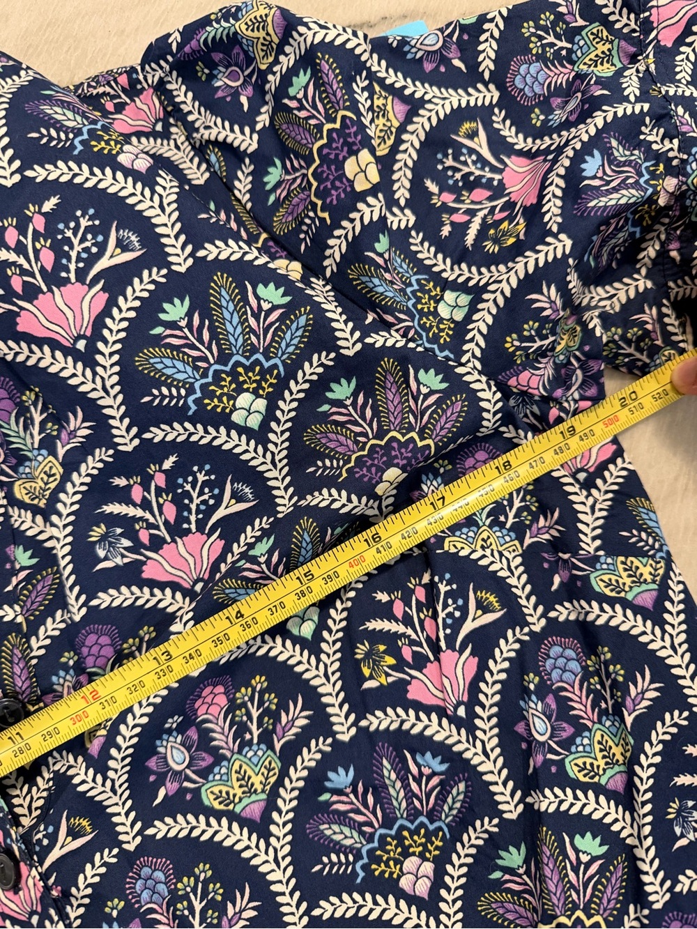 NWT Talbots floral geometric Printed navy Tie-Waist Dress - sz Petite Med - Picture 2 of 9